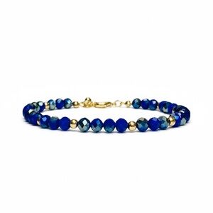Lapis Lazuli Anklet with Gold Accents